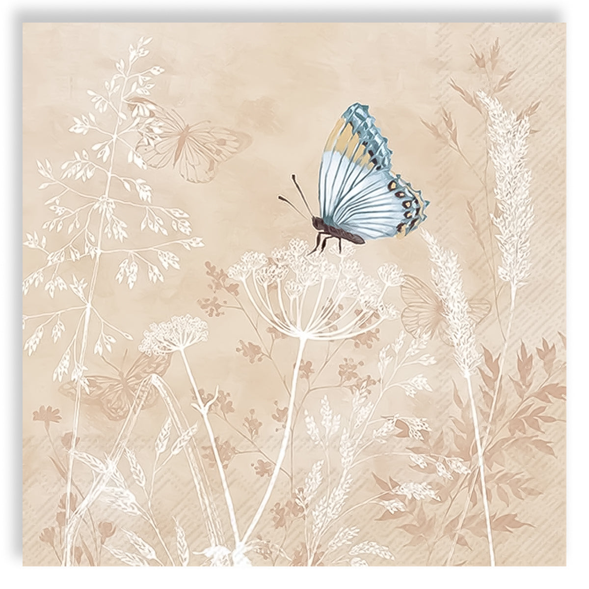 Guardanapo para Decoupage Ihr Borboleta no Galho Fundo Rose com 20 Unidades