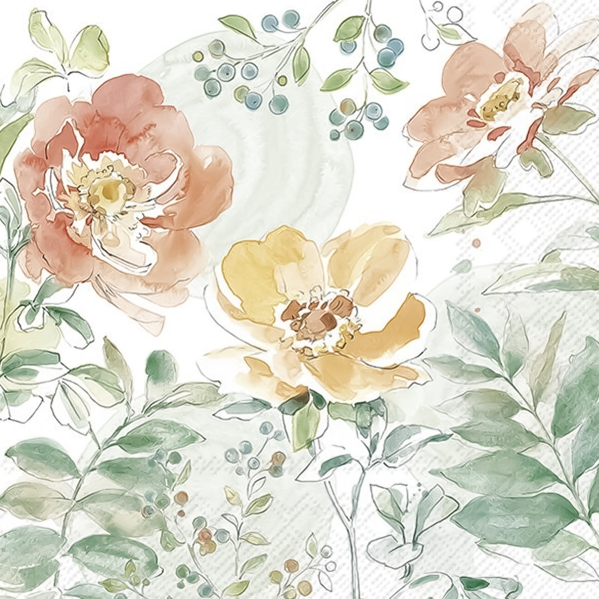 Guardanapo para Decoupage Ihr Flores Aquareladas com 20 Unidades