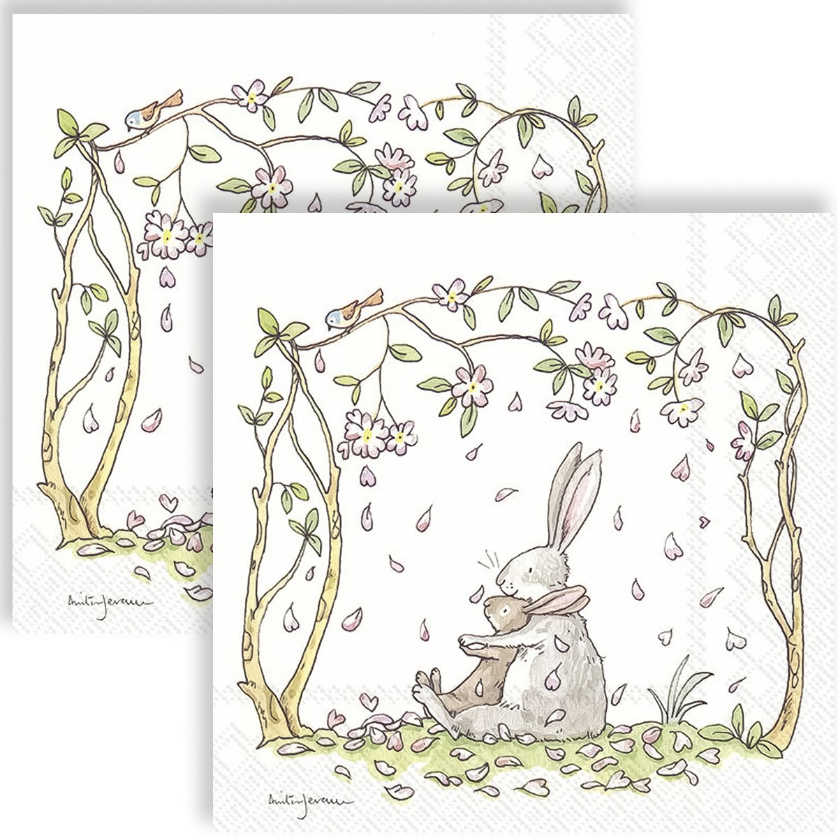 Guardanapo para Decoupage Ihr Flores e Coelhinhos Brancos com 20 Unidades