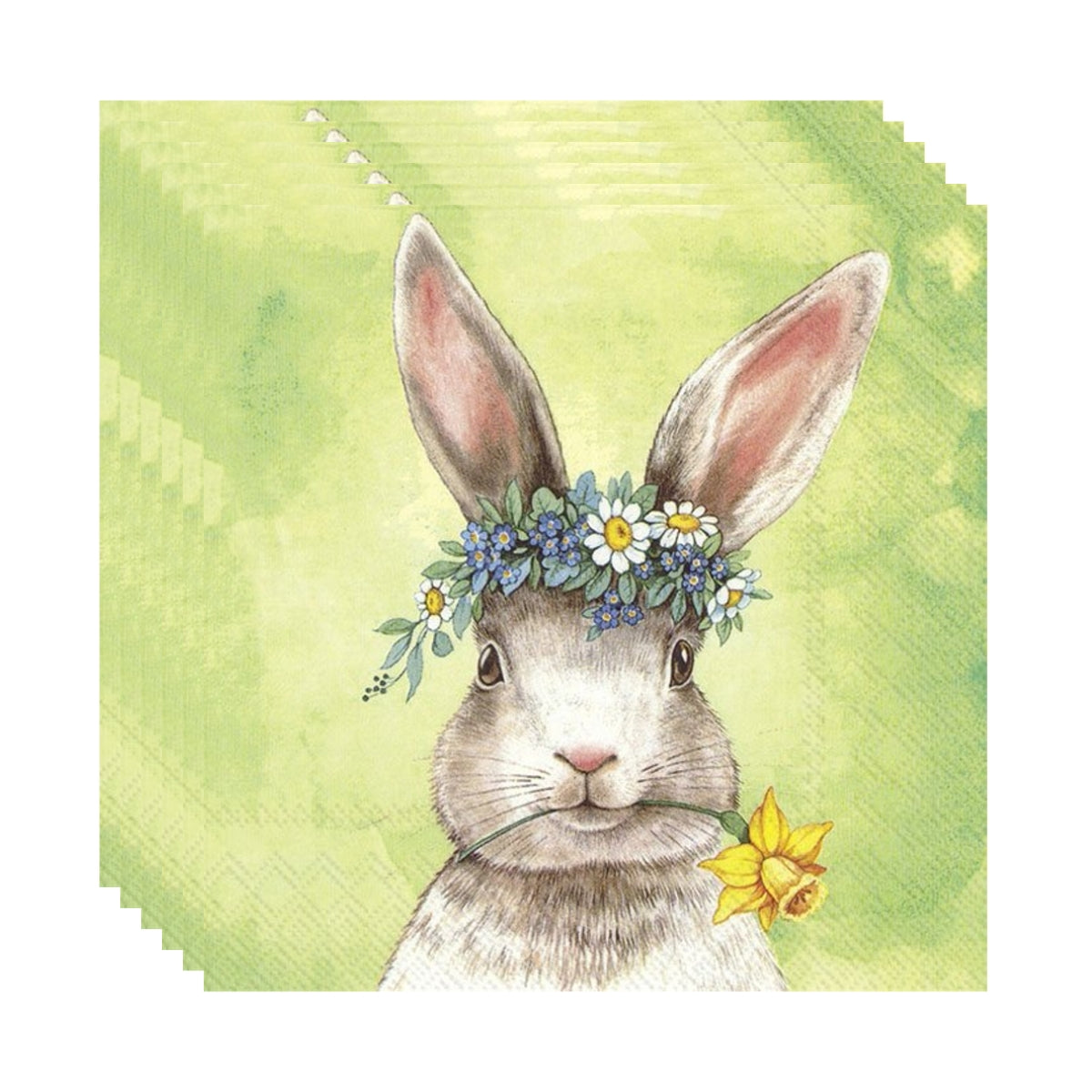Guardanapo para Decoupage Ihr 33x33cm com 20 Unidades - Coelho de Páscoa Fundo Verde