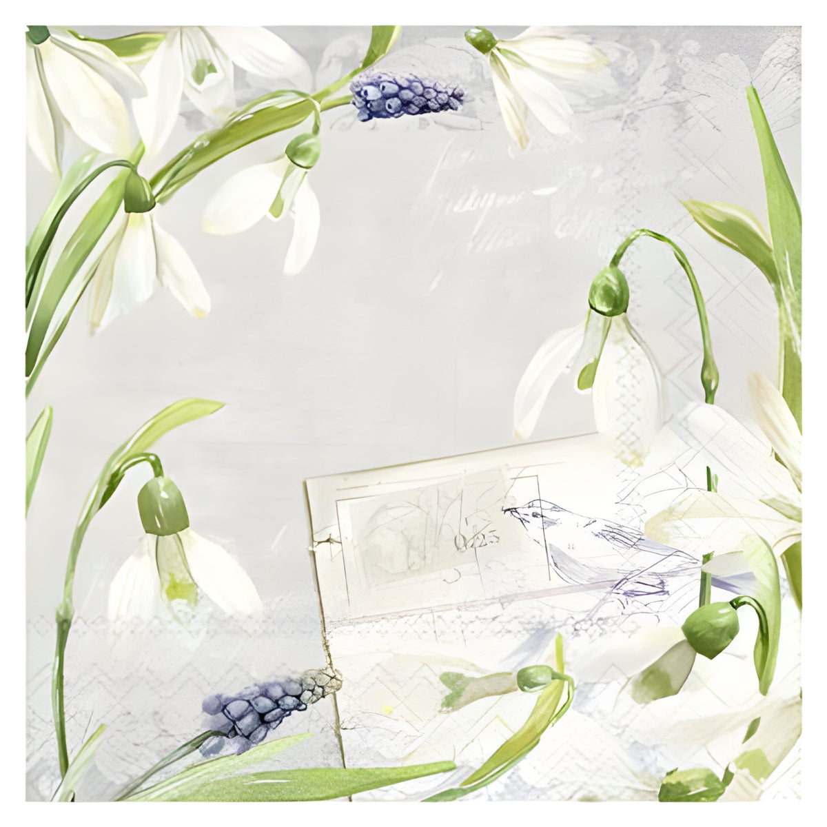 Guardanapo para Decoupage Ihr 33x33cm com 20 Unidades - Flores Especiais Fundo Lilás