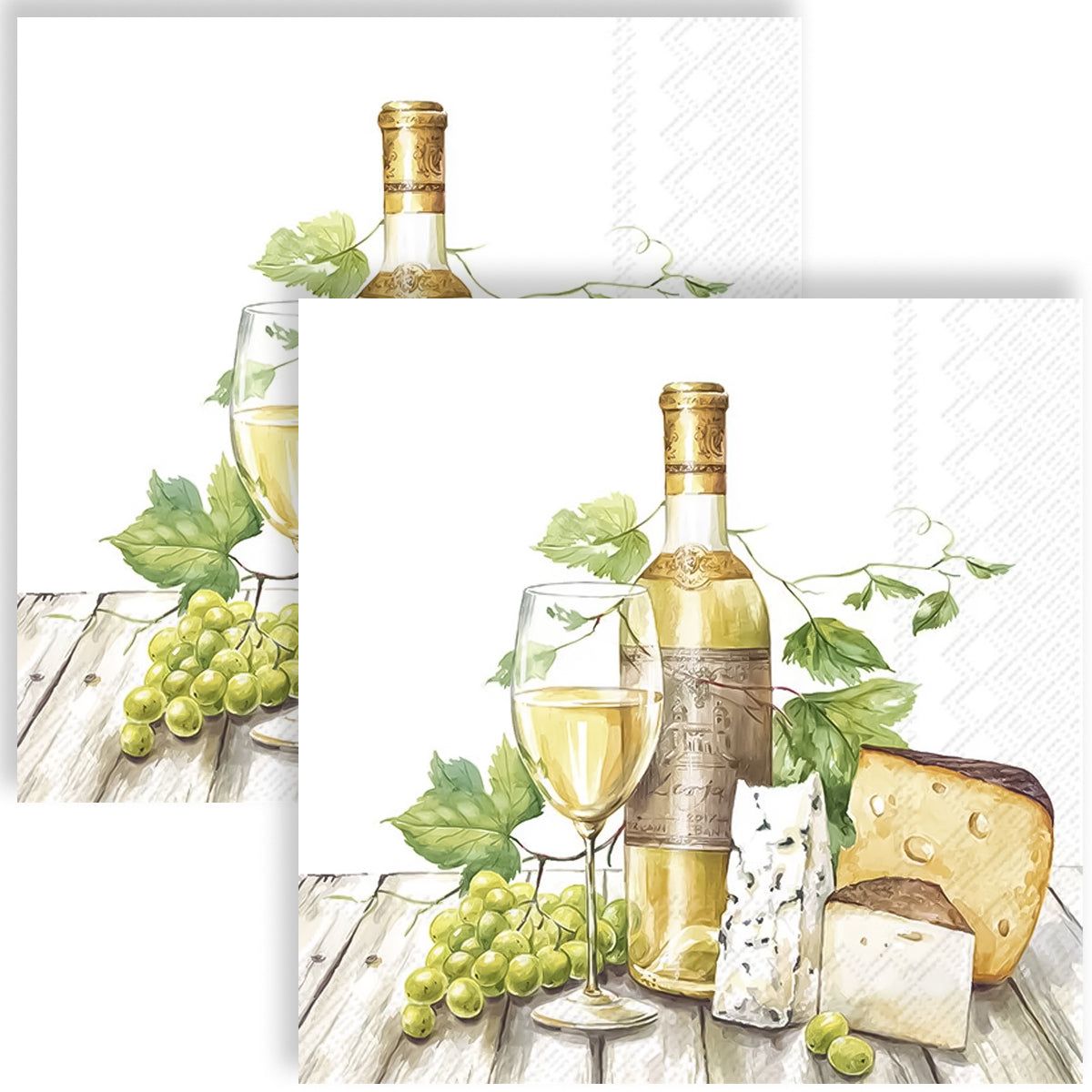 Guardanapo para Decoupage Ihr - Vinho Branco Queijo e Uva Verde 02 Unidades