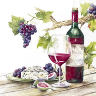 Guardanapo para Decoupage Ihr 33x33cm com 2 Unidades - Vinho Tinto Queijo e Uva
