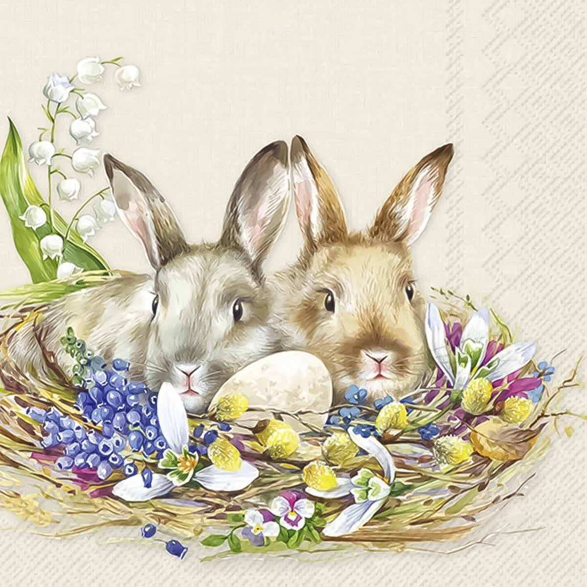 Guardanapo para Decoupage Ihr - Coelhos Fofinhos Pascoa 02 Unidades