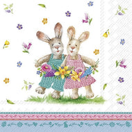 Guardanapo para Decoupage Ihr 33x33cm com 2 Unidades - Casal de Coelhos Feliz Pascoa