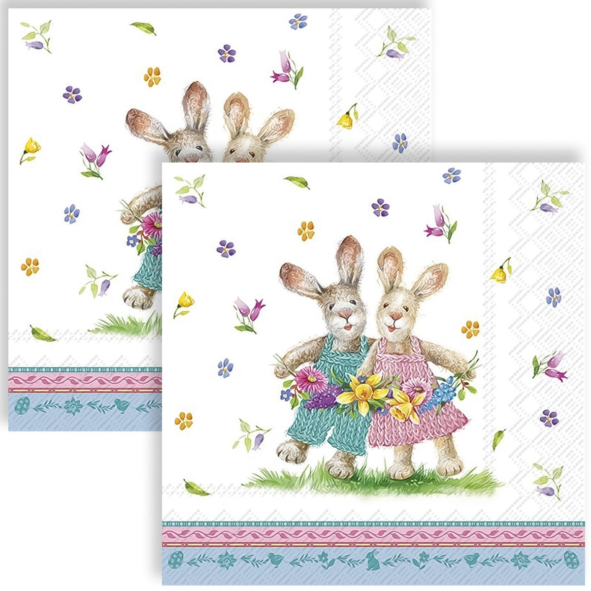 Guardanapo para Decoupage Ihr - Casal de Coelhos Feliz Pascoa 02 Unidades