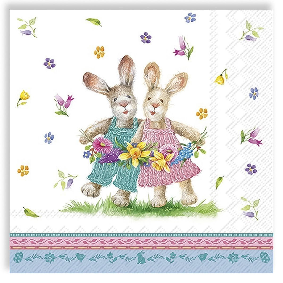 Guardanapo para Decoupage Ihr - Casal de Coelhos Feliz Pascoa 02 Unidades
