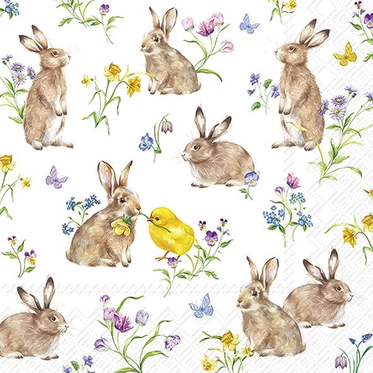 Guardanapo para Decoupage Ihr - Coelhos e Pintinhos Amigos de Pascoa 02 Unidades