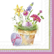 Guardanapo para Decoupage Ihr 33x33cm com 2 Unidades - Vaso com Flores e Ovo Pascoa