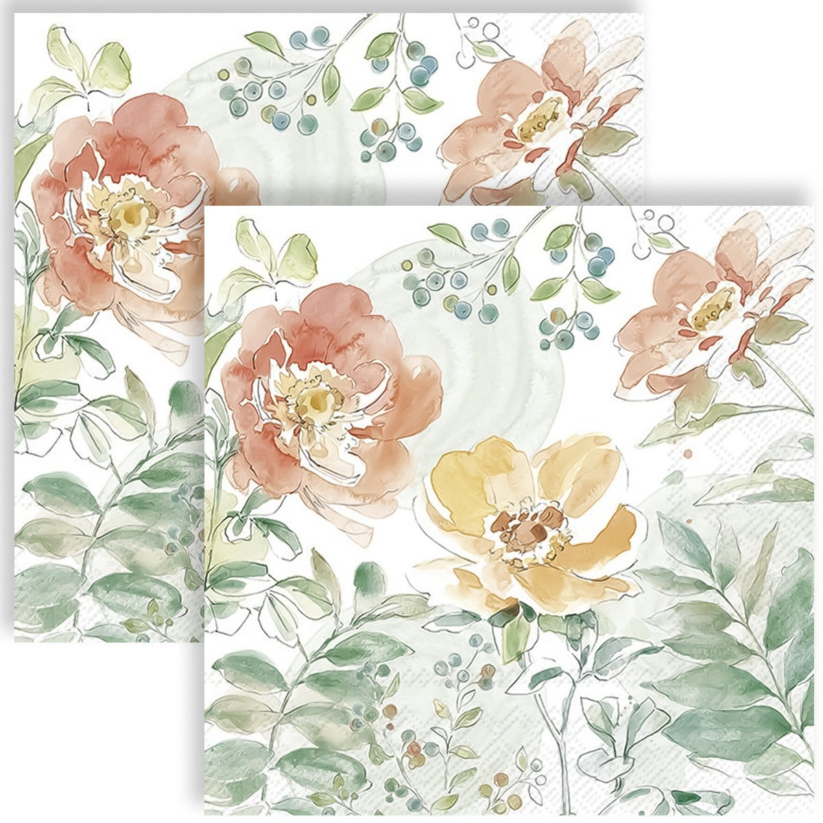 Guardanapo para Decoupage Ihr - Flores Aquareladas 02 Unidades