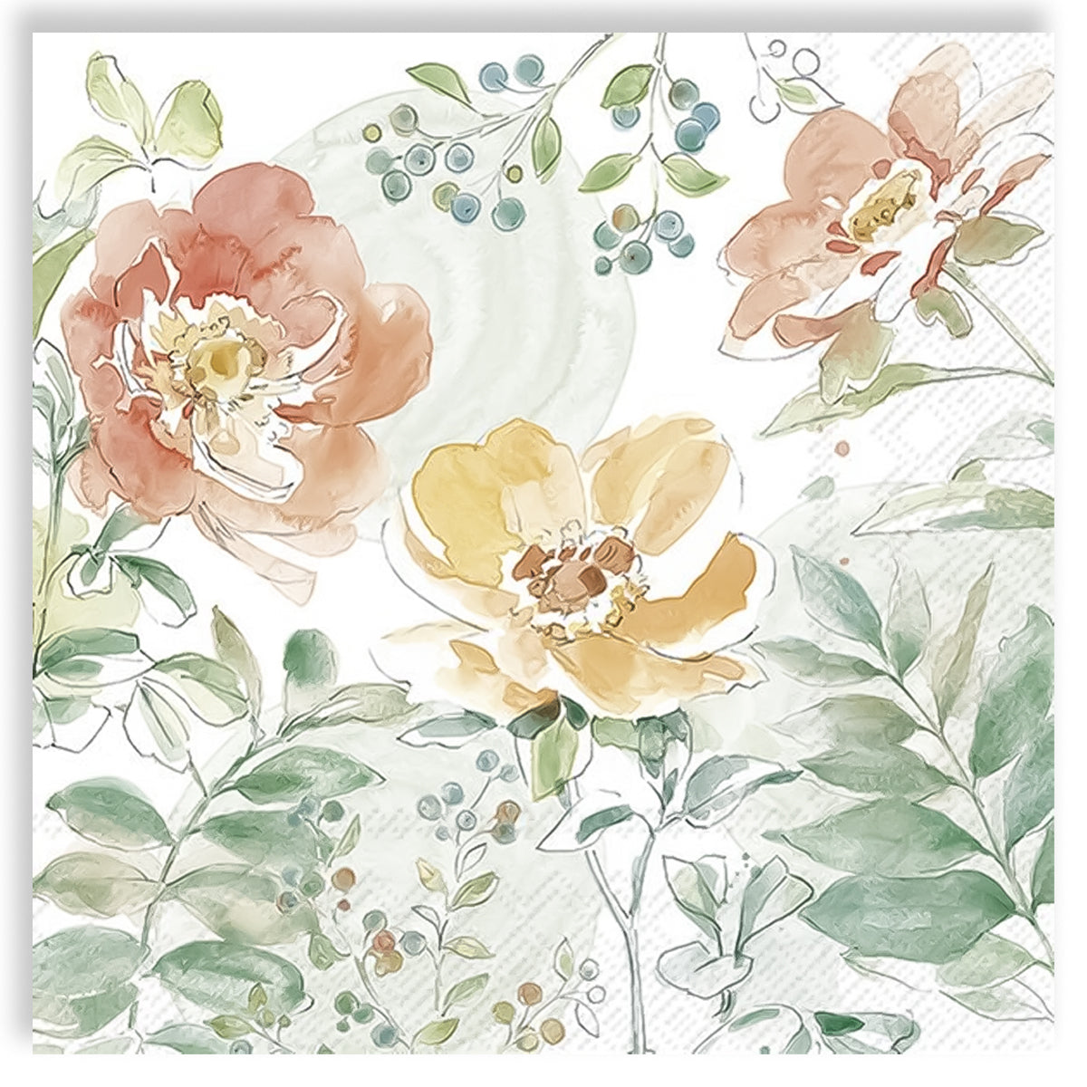 Guardanapo para Decoupage Ihr - Flores Aquareladas 02 Unidades