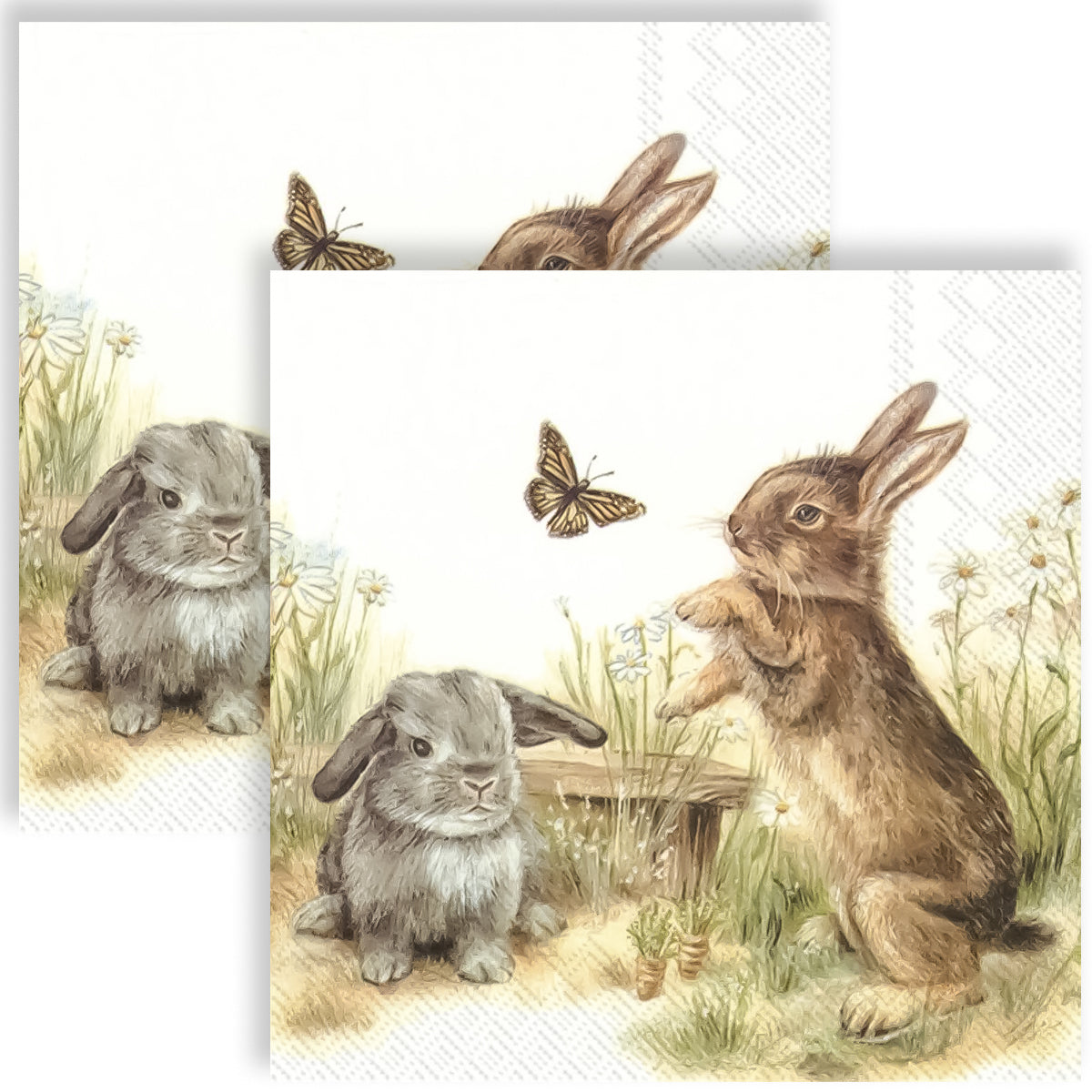 Guardanapo para Decoupage Ihr - Coelhos e Borboleta 02 Unidades