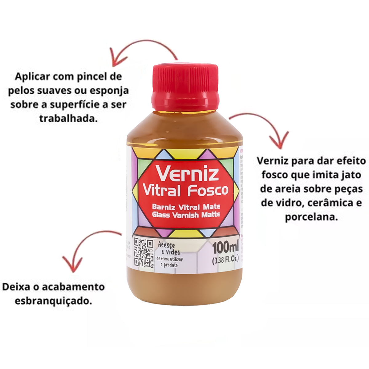 Verniz Vitral Fosco Acrilex 100ml Incolor - 08410-806
