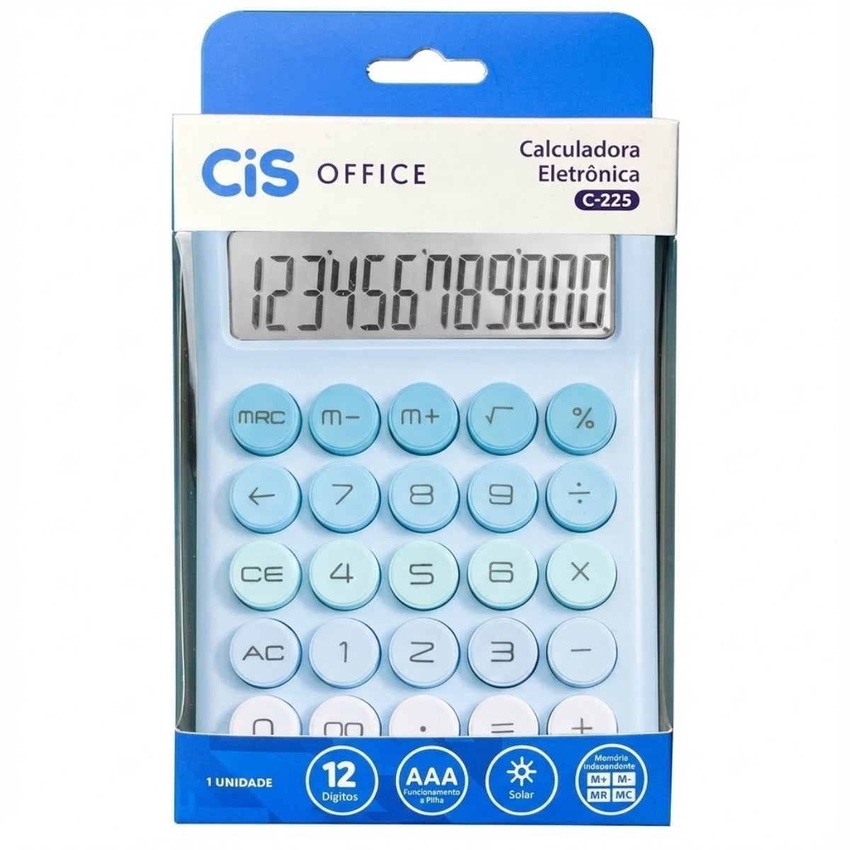Calculadora Eletrônica Office com 12 Dígitos - Azul - Cis