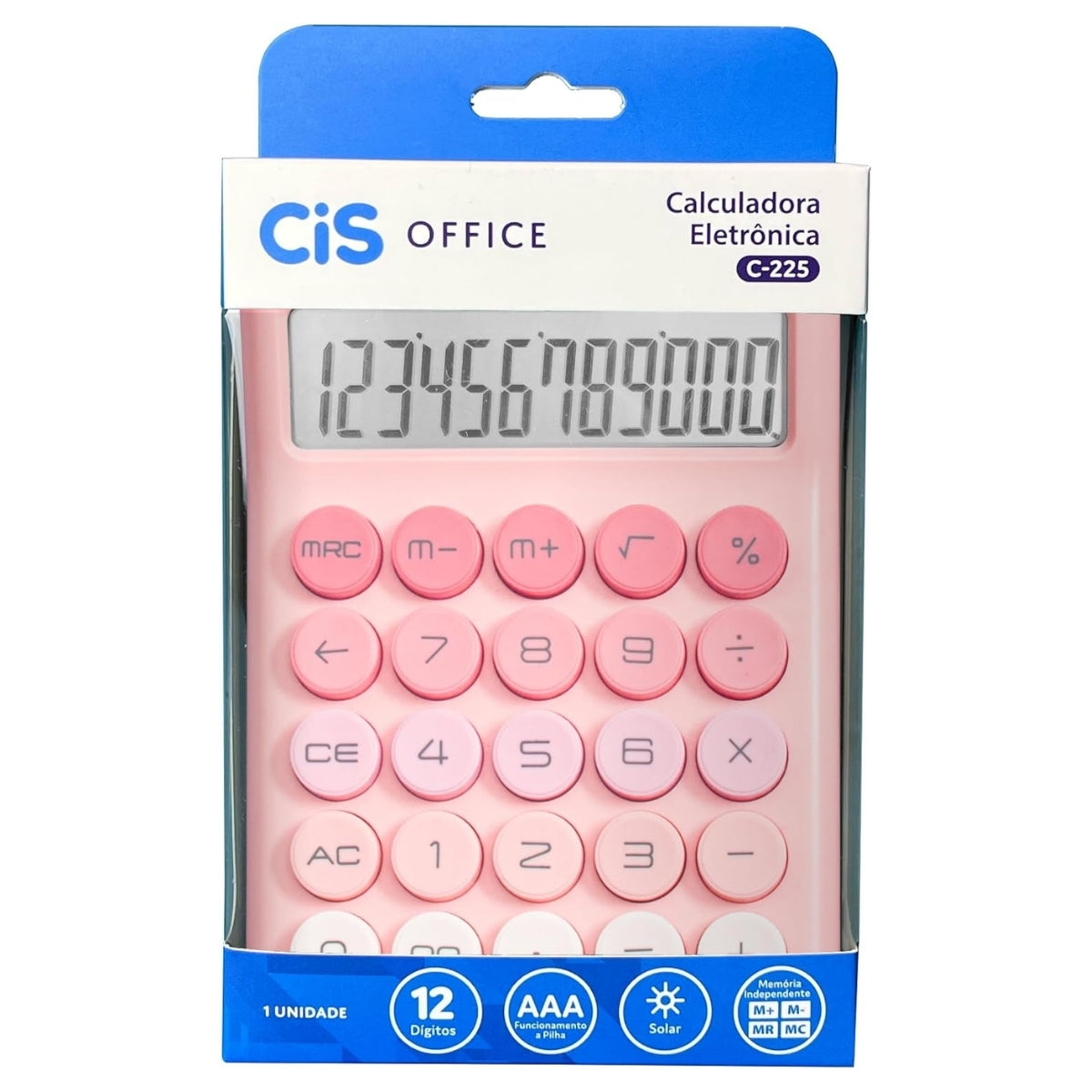 Calculadora Eletrônica Office com 12 Dígitos - Rosa - Cis