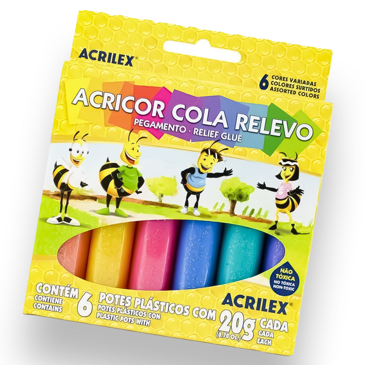 Acricor Cola Relevo Acrilex 6 Cores 20g