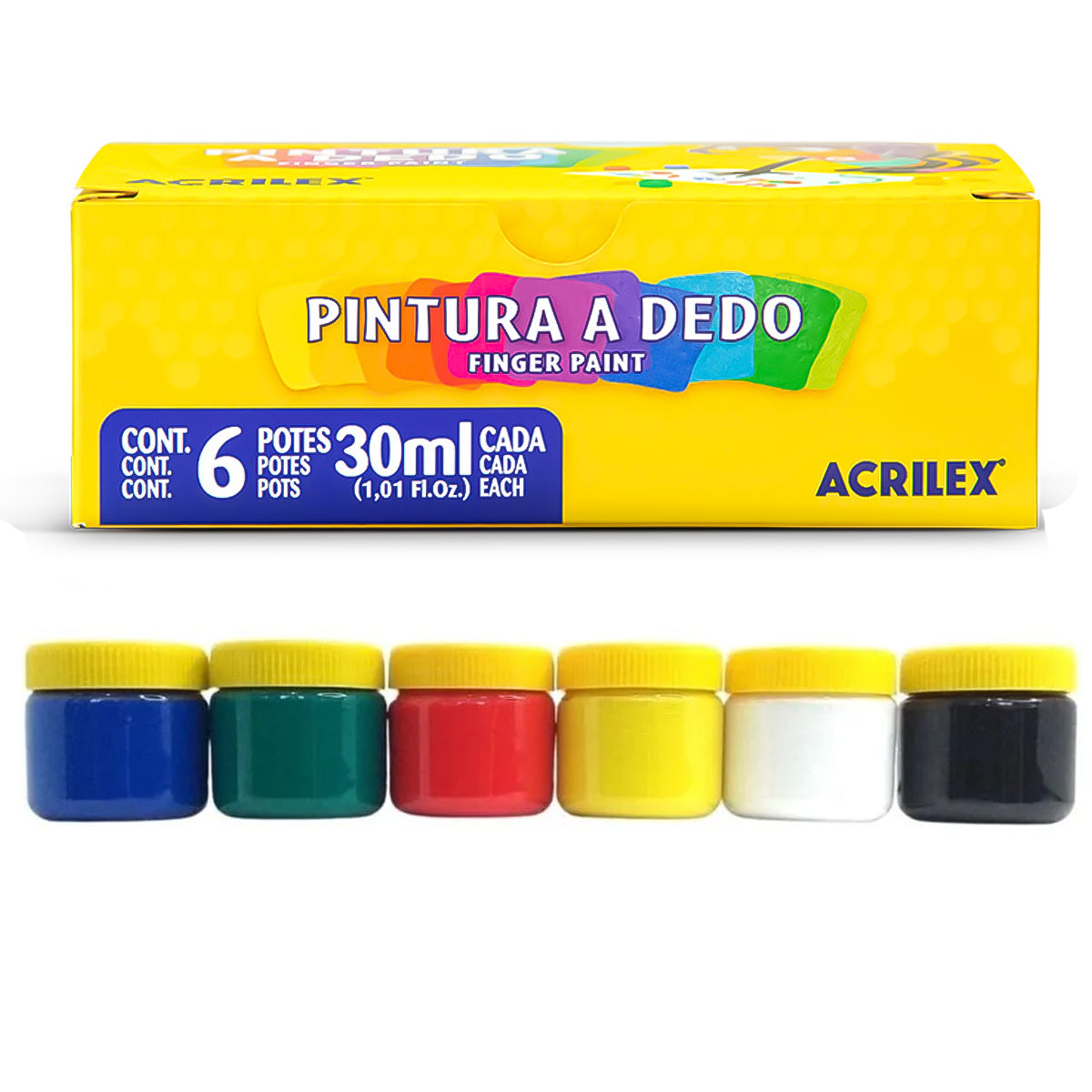 Pintura Acrilex a Dedo 6 Cores 30ml