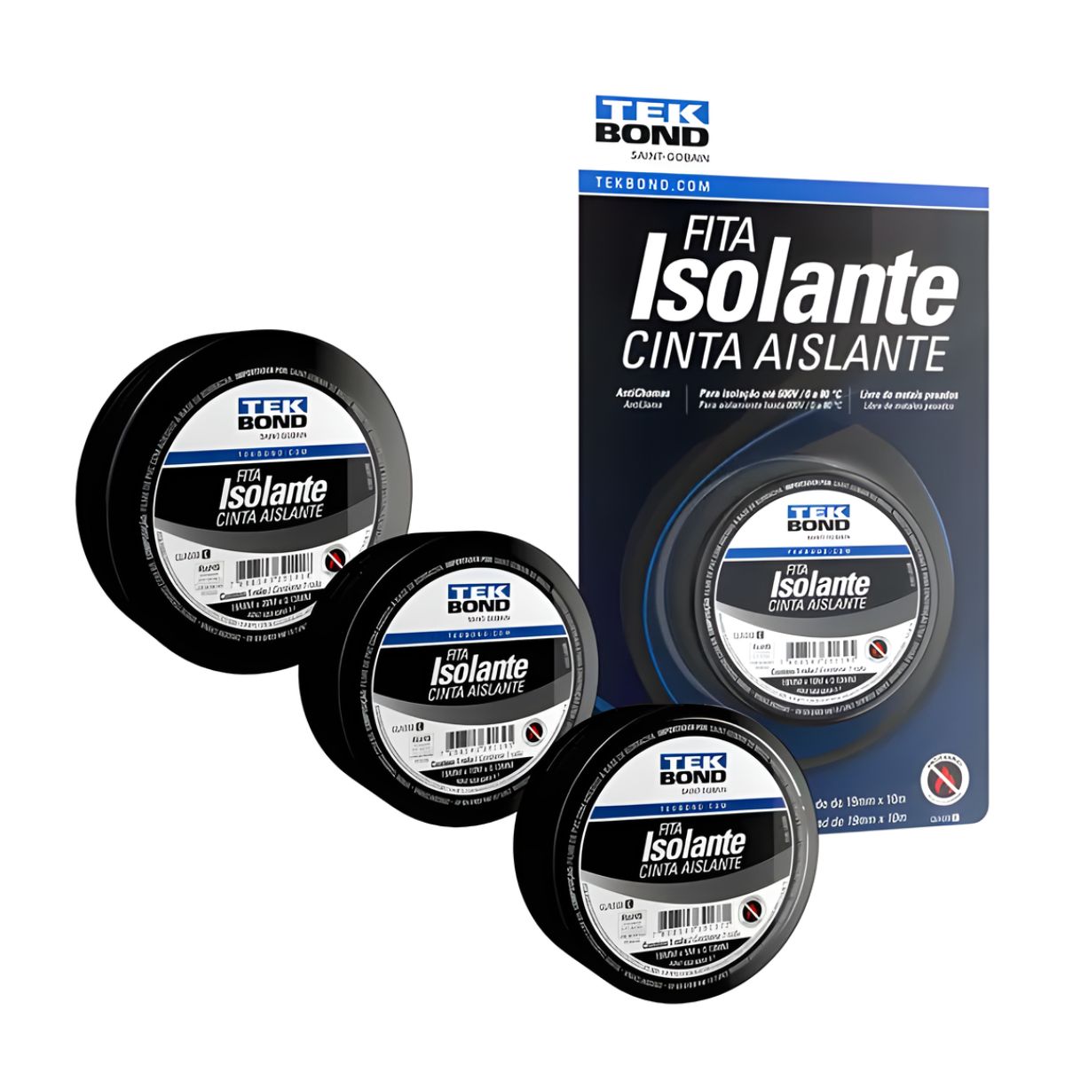 Fita Isolante Tekbond Classe C 600V Preto 19mm