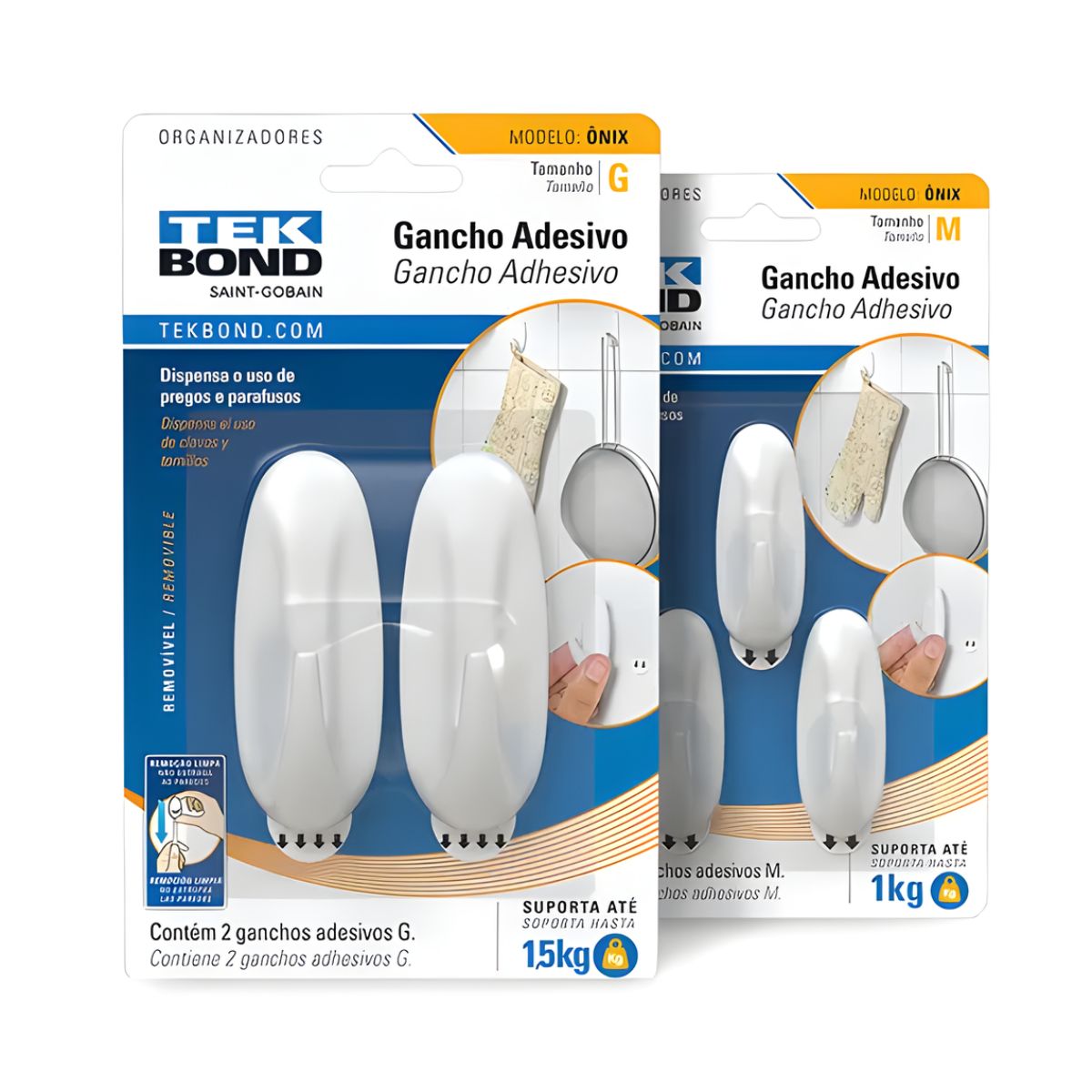 Gancho Adesivo Removivel Tekbond Onix Branco