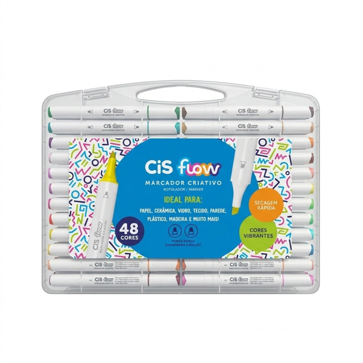 Estojo de Marcador Cis Criativo Flow com 48 Cores