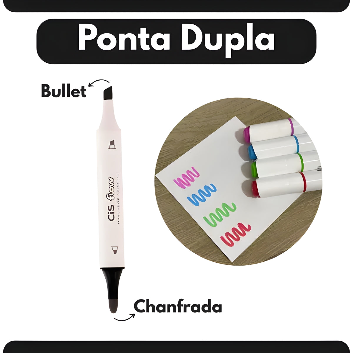 Estojo de Marcador Cis Criativo Flow com 06 Cores - Pastel