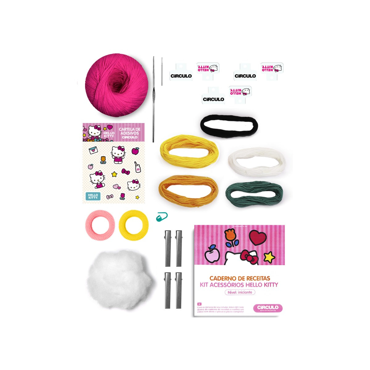 Kit de Acessórios Hello Kitty para Amigurumi em Crochê Iniciante - Círculo