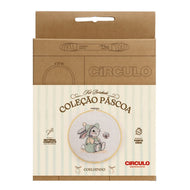 Kit Bordado Ponto Cruz Páscoa Coelhinho 0001 - Círculo