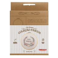 Kit Bordado Ponto Cruz Páscoa Guirlanda 0002 - Círculo