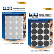 Feltro Adesivo Tekbond Redondo 20mm Com 24 Unidades
