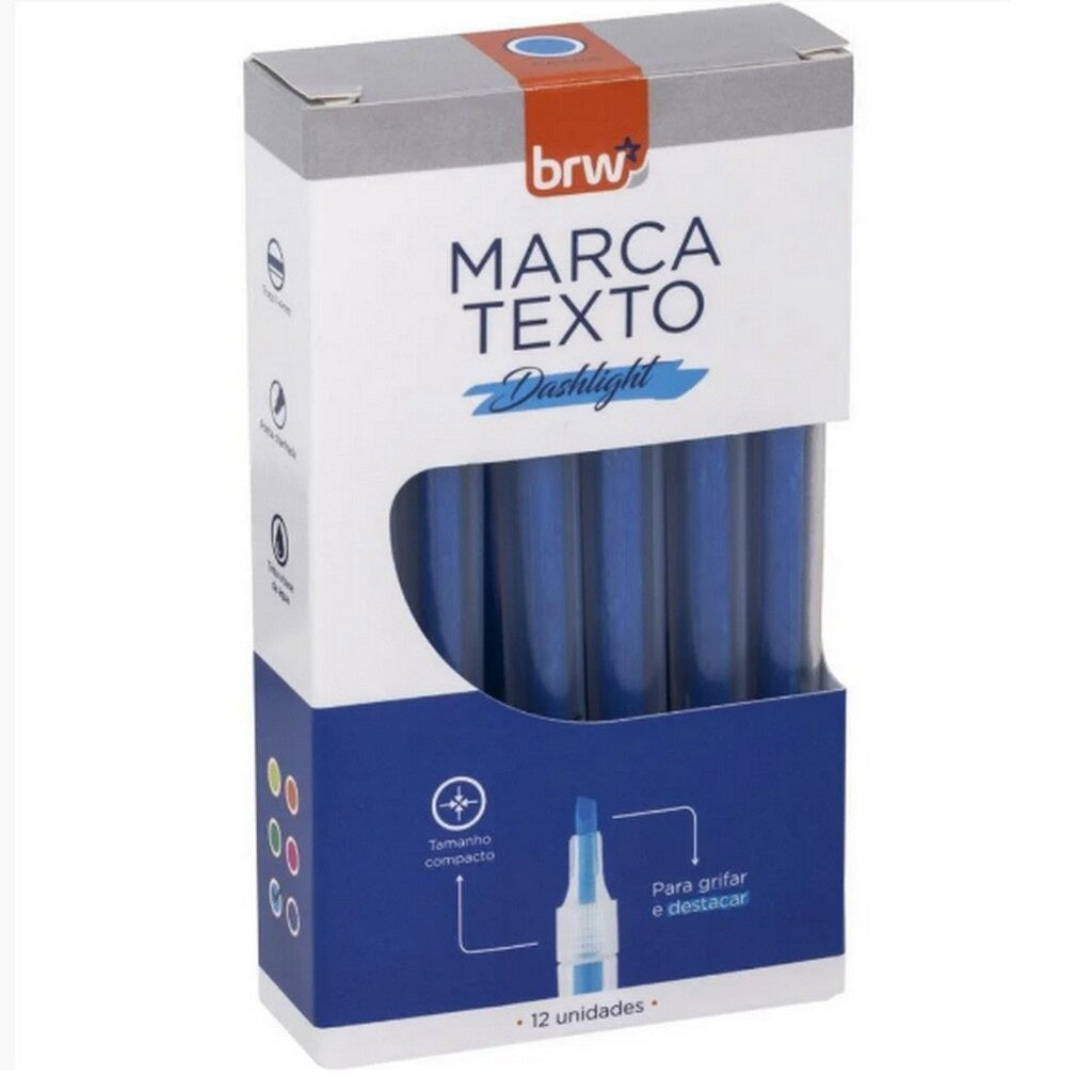 Marca-texto Dashlight Azul para Destacar Textos e Anotações - Brw