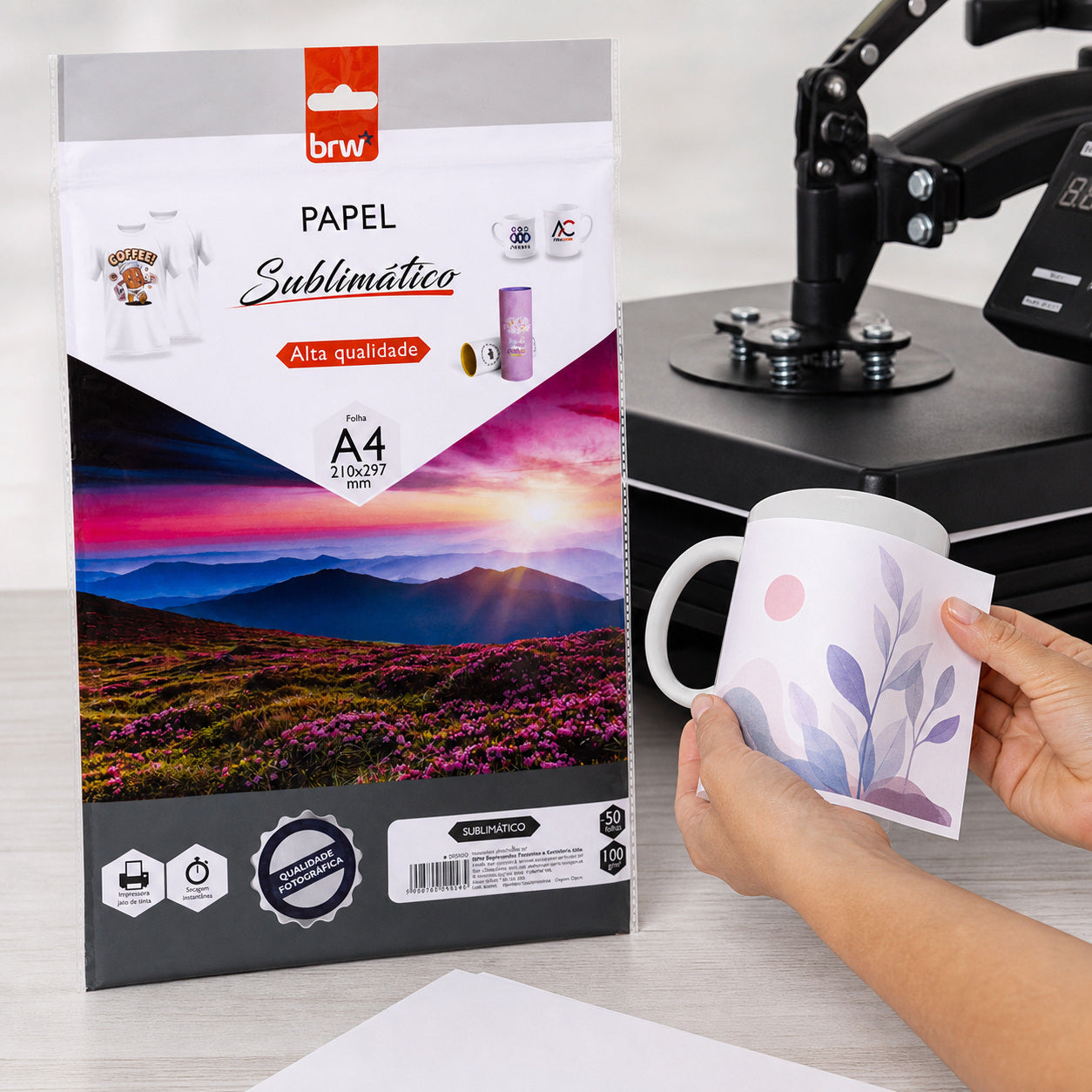 Papel Sublimático A4 100g 210x297mm com 50 Folhas para Sublimação - Brw