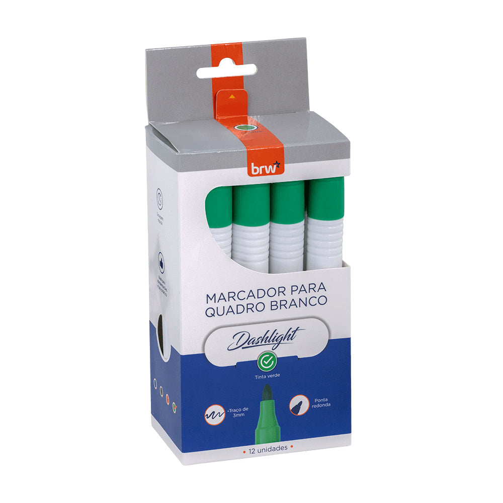 Marcador para Quadro Branco Dashlight Ponta Redonda Verde - Brw