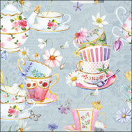 Guardanapo para Decoupage Ambiente 33x33cm com 20 Unidades - Xícaras de Chá Azuis