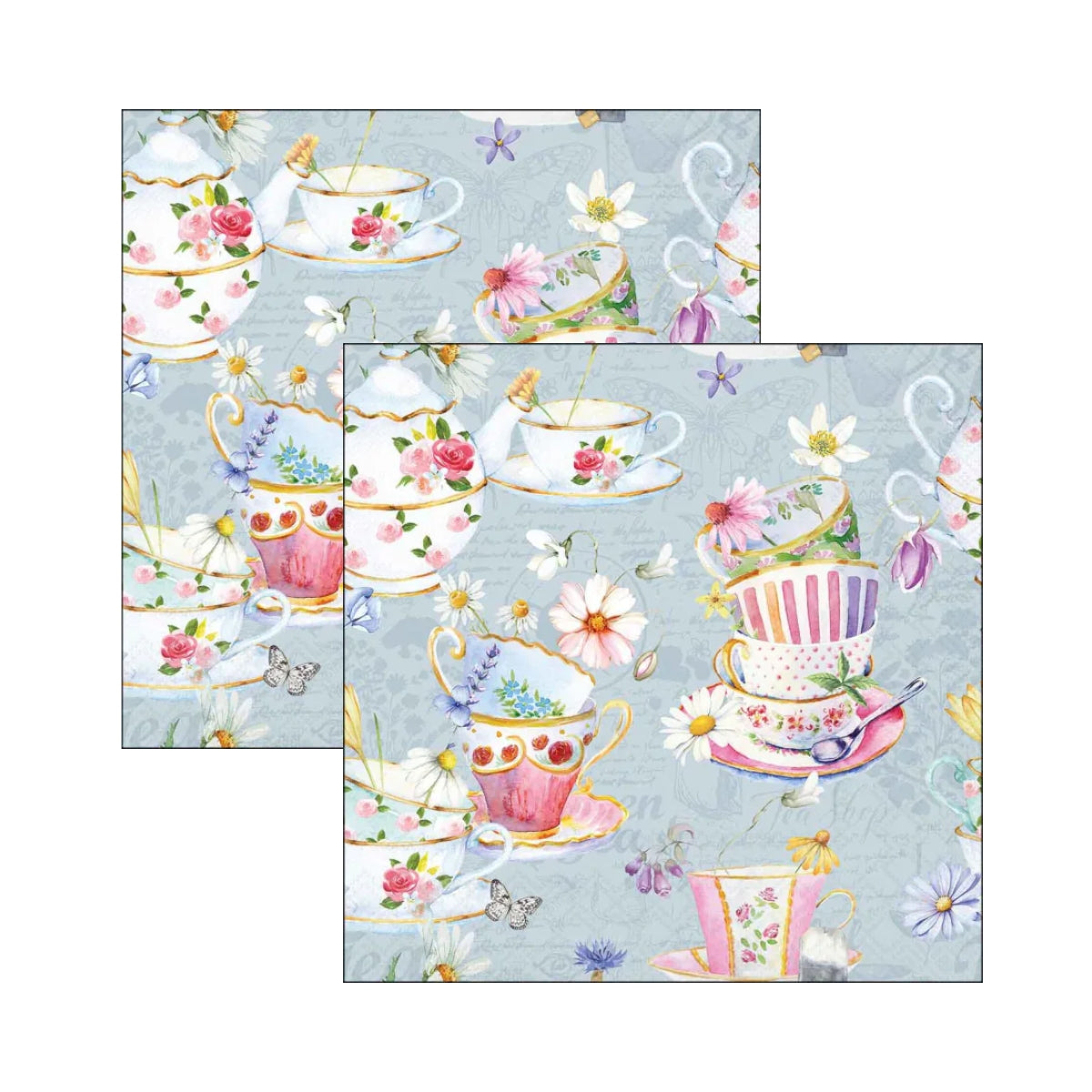 Guardanapo para Decoupage Ambiente 33x33cm com 02 Unidades - Xícaras de Chá Azuis