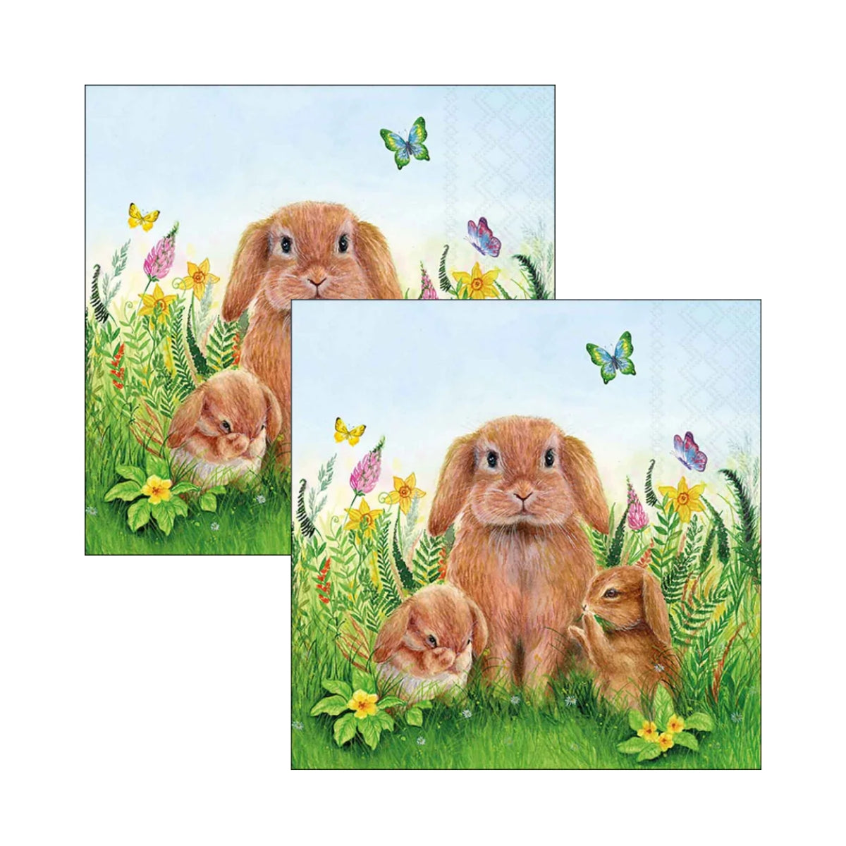 Guardanapo para Decoupage Ambiente 33x33cm com 20 Unidades - Família de Coelhos