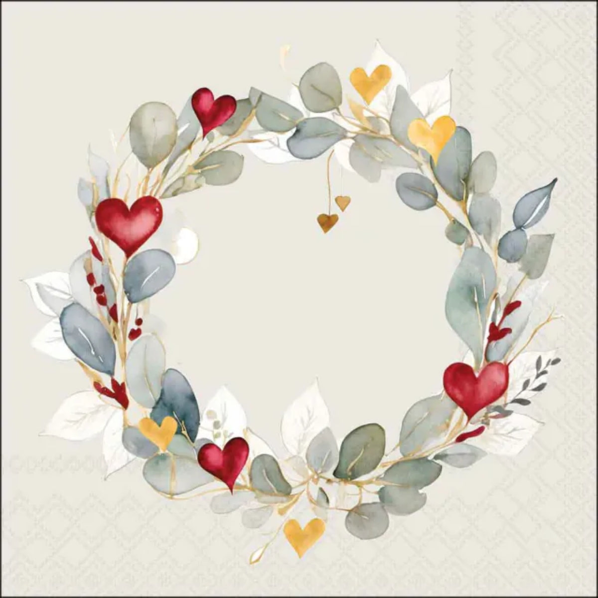 Guardanapo para Decoupage Ambiente 33x33cm com 02 Unidades - Coroa de Eucalipto Verde