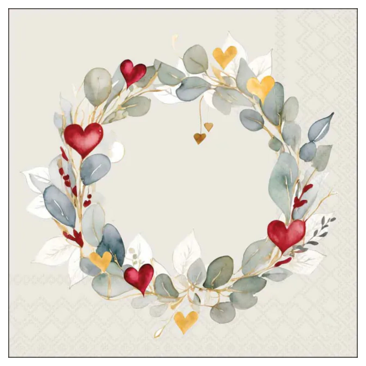 Guardanapo para Decoupage Ambiente 33x33cm com 20 Unidades - Coroa de Eucalipto Verde
