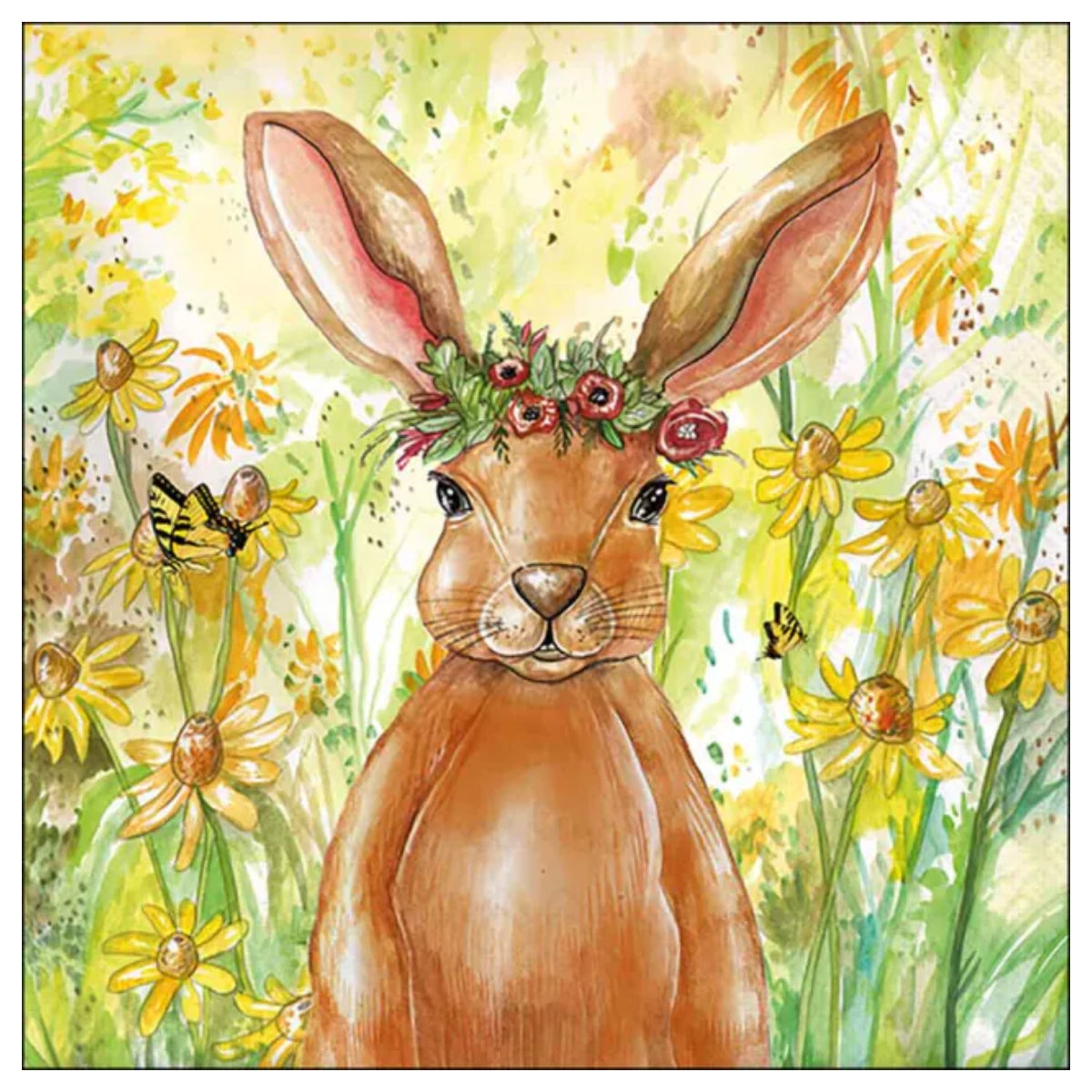 Guardanapo para Decoupage Ambiente 33x33cm com 20 Unidades - Coelhinho de Flores