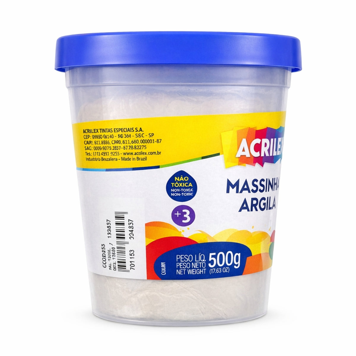 Pote Massinha Modelar Argila Natural 987 500g - Acrilex
