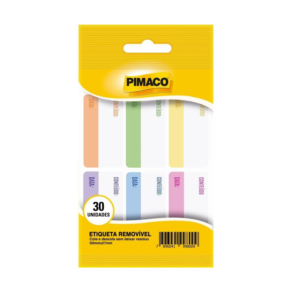Etiqueta Adesiva Removível 50x27mm com 30 Unidades para Identificação Temporária - Pimaco