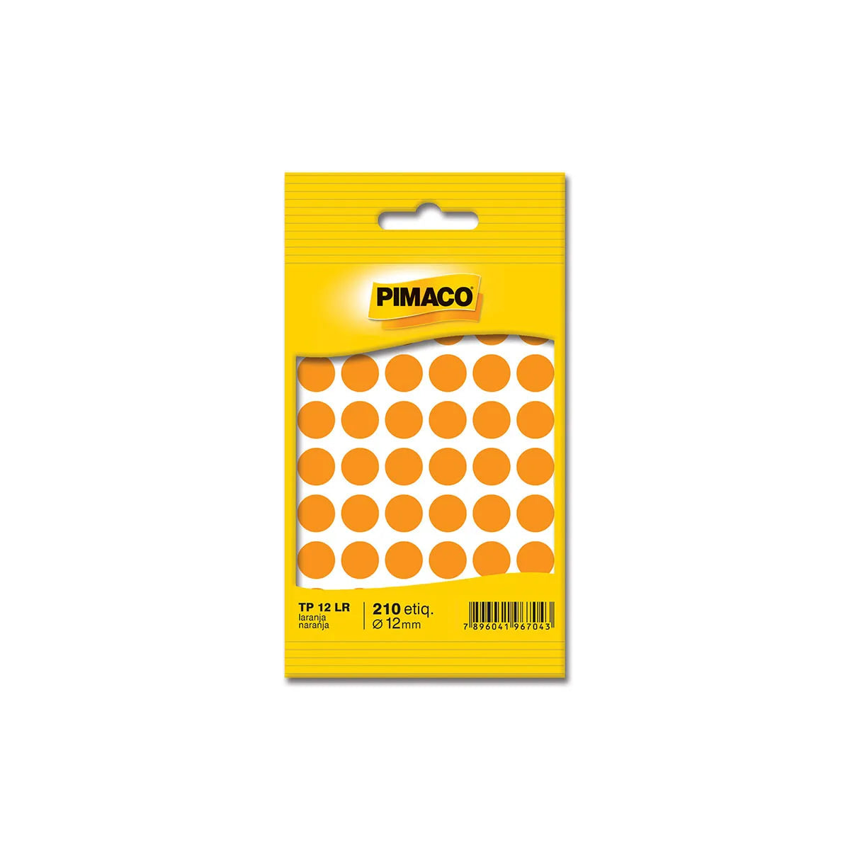 Etiqueta Adesiva Redonda Laranja Ø12mm com 210 Unidades para Identificação e Organização - Pimaco