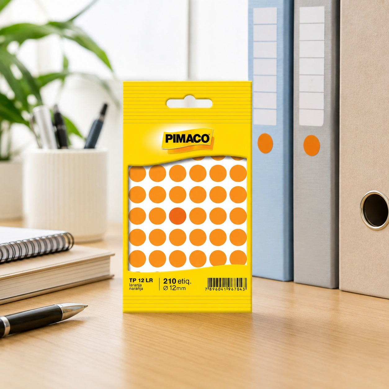 Etiqueta Adesiva Redonda Laranja Ø12mm com 210 Unidades para Identificação e Organização - Pimaco