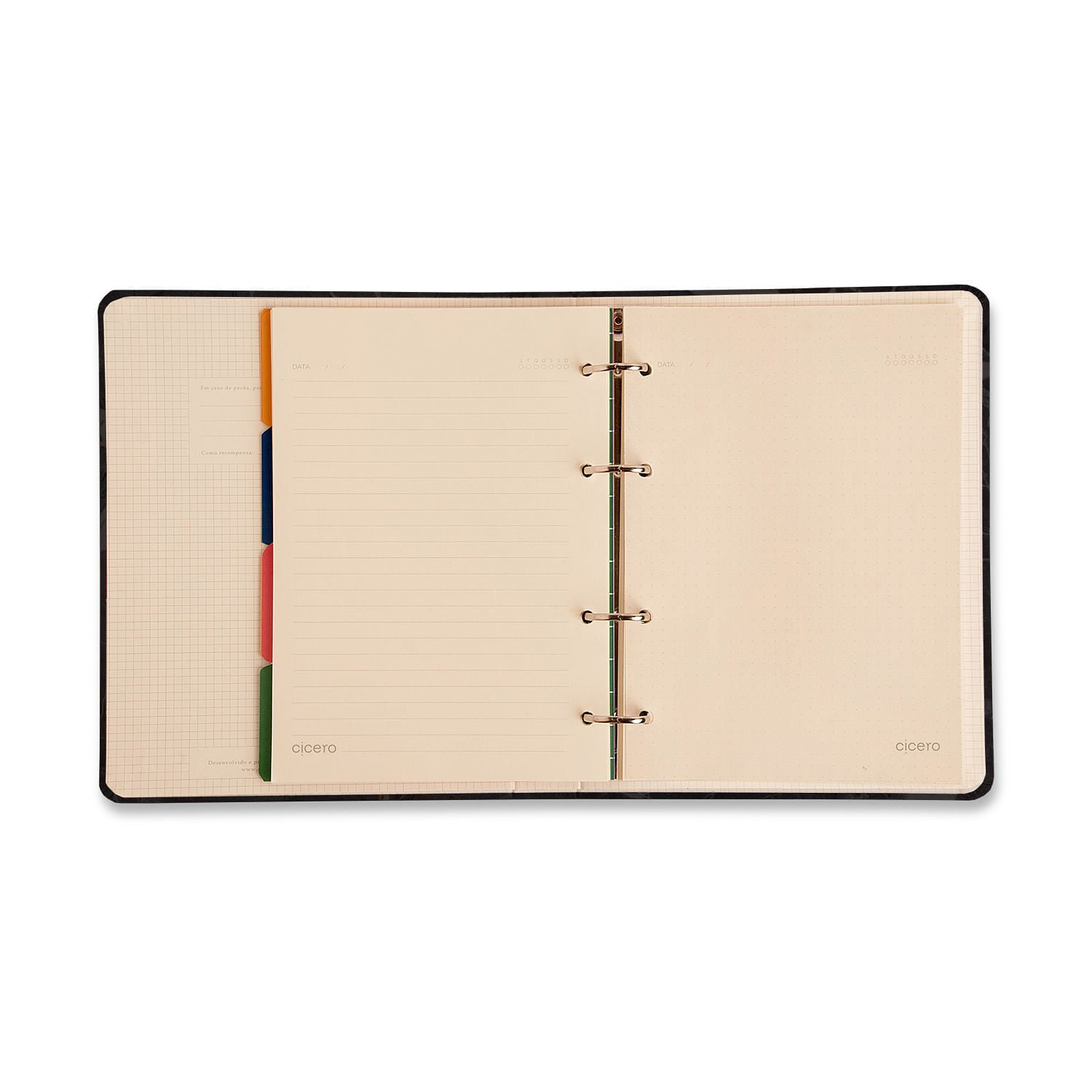 Caderno Criativo Argolado Office Duo Doce Florada Pautado & Pontado A5 14,8x21cm com 80 Folhas - Preto - Cícero