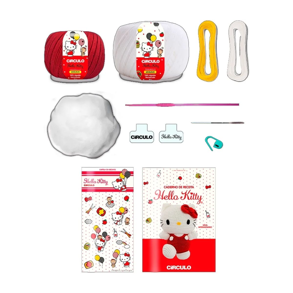 Kit Amigurumi Hello Kitty Look Vermelho - Círculo