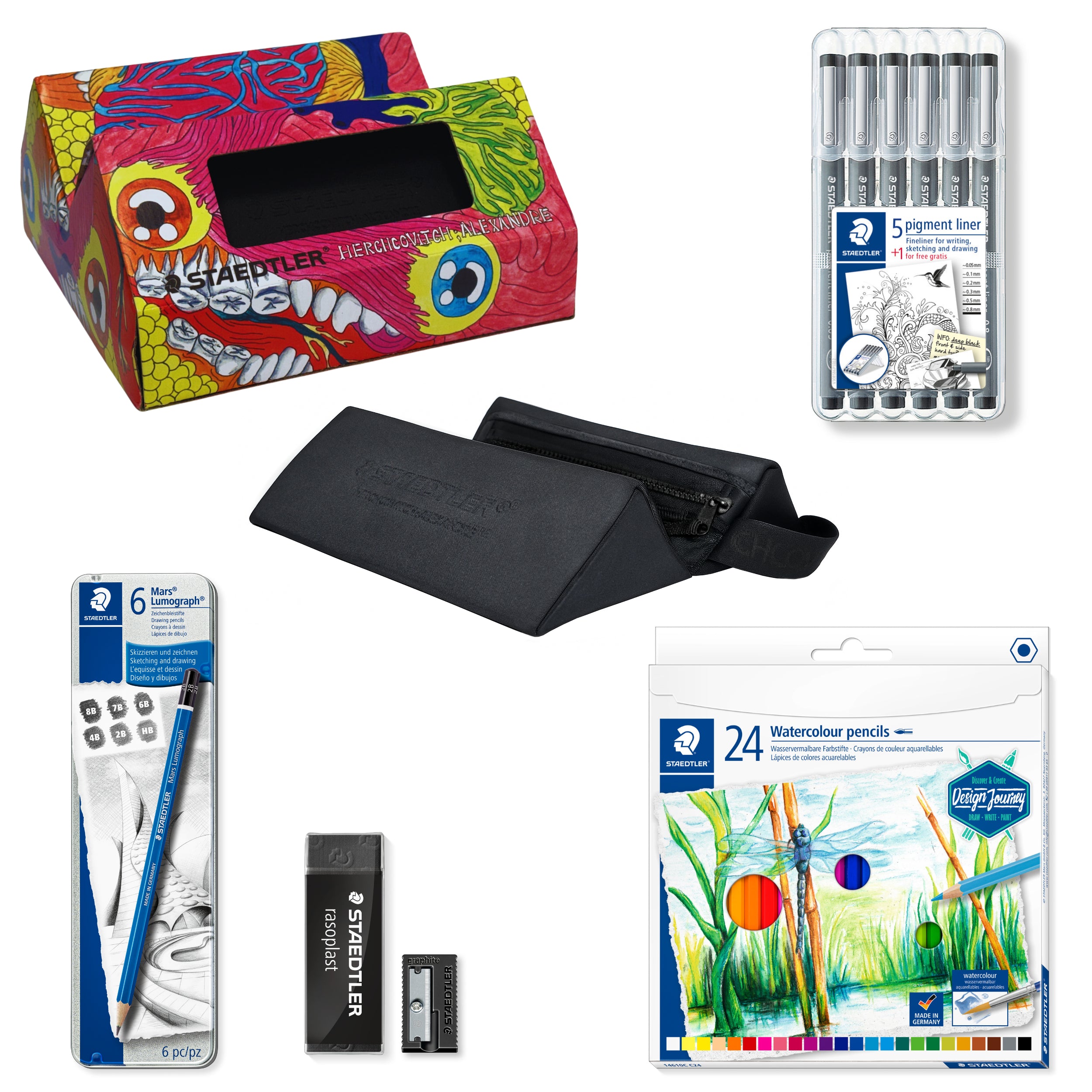 Kit Técnico 02 Estojo Triangular Duplo Alexandre Herchcovitch - Staedtler - 5 Itens