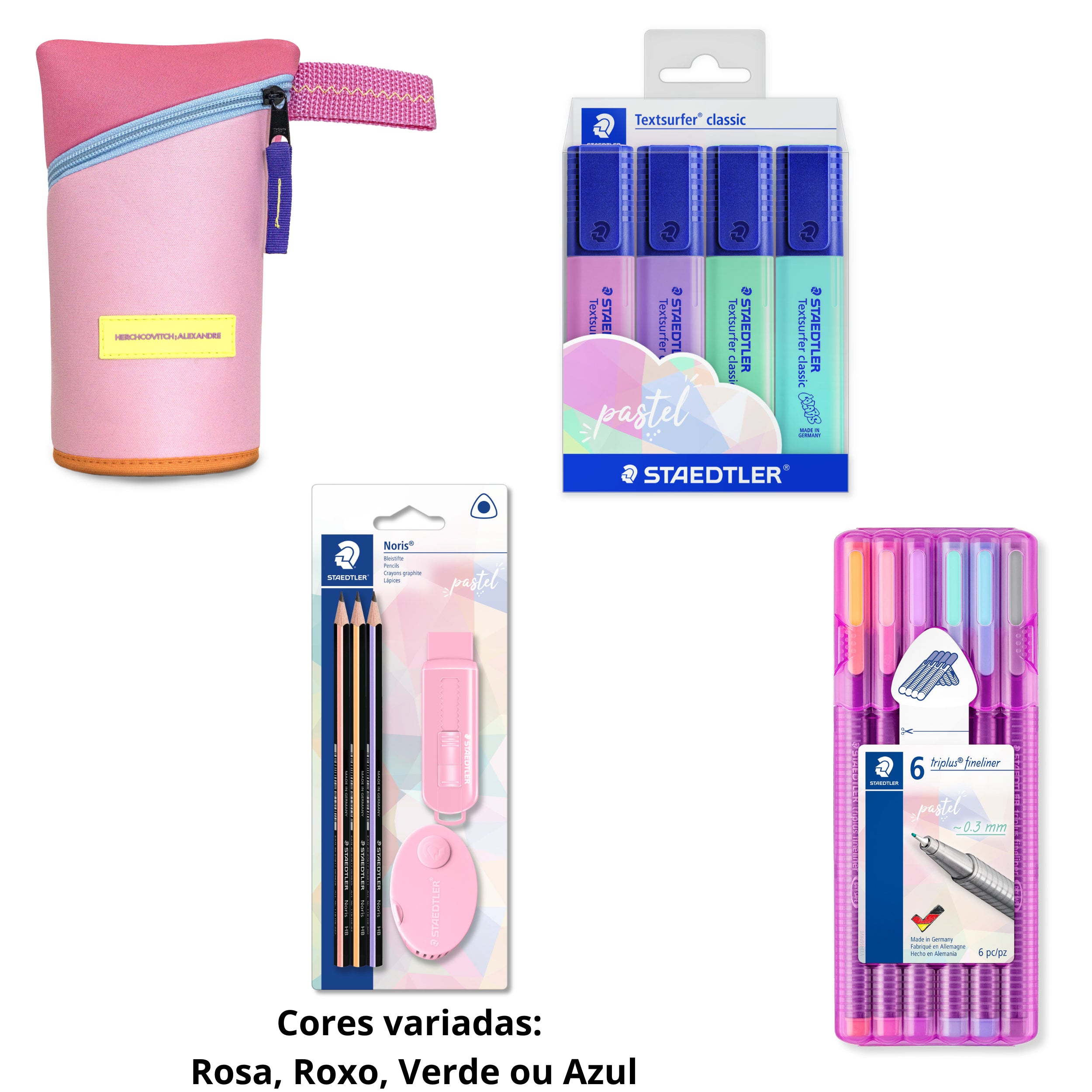 Kit Escolar Pastel com Estojo Alexandre Herchcovitch - Staedtler - 4 Itens