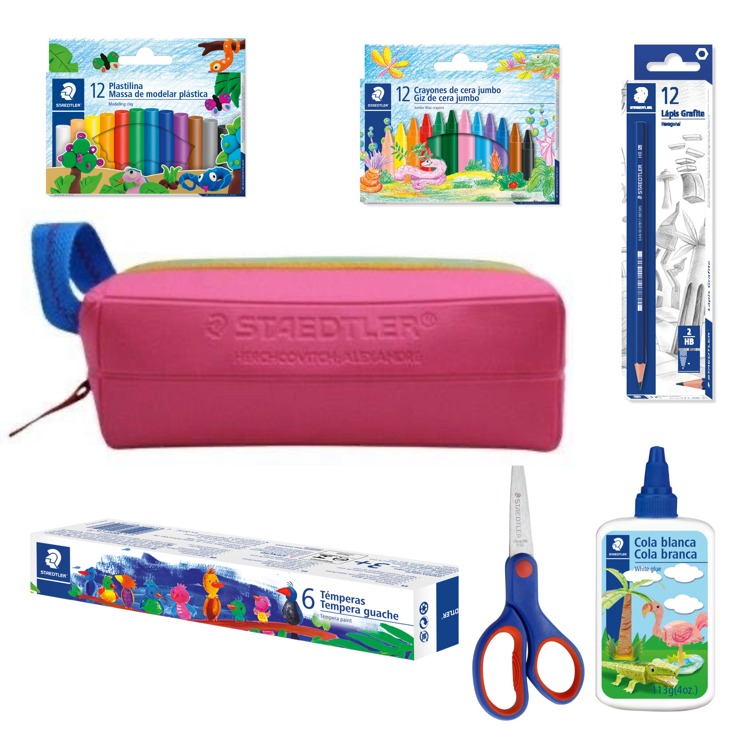 Kit Escolar 02 Estojo Retangular Rosa Alexandre Herchcovitch - Staedtler - 5 Itens