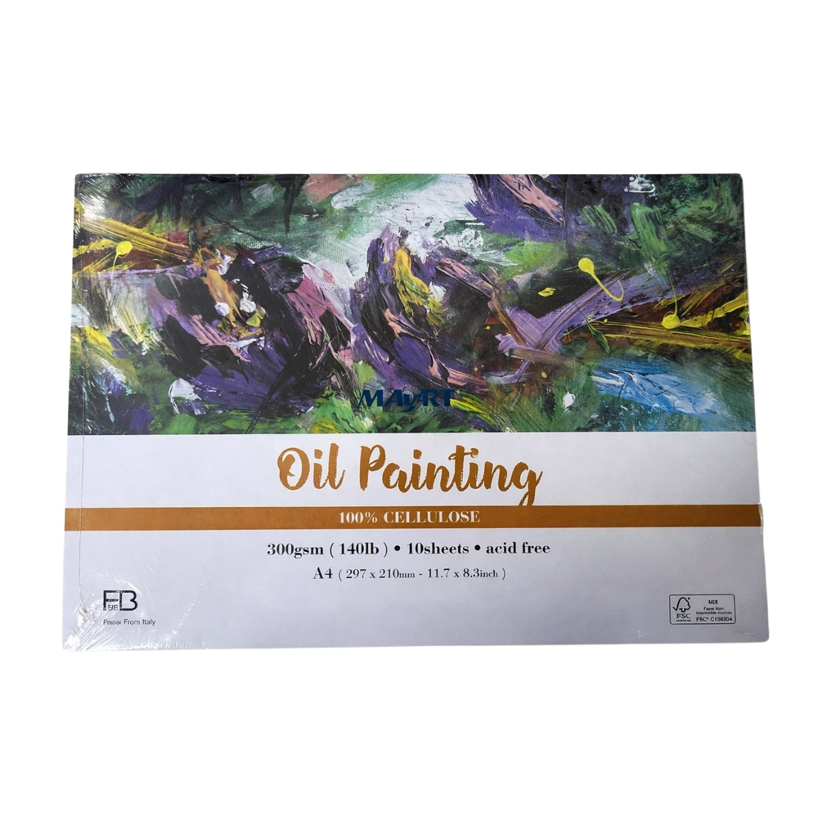 Bloco de Papel Oleo Mayart 300g A4 29,7x21cm 10 Folhas 100% Cellulose 