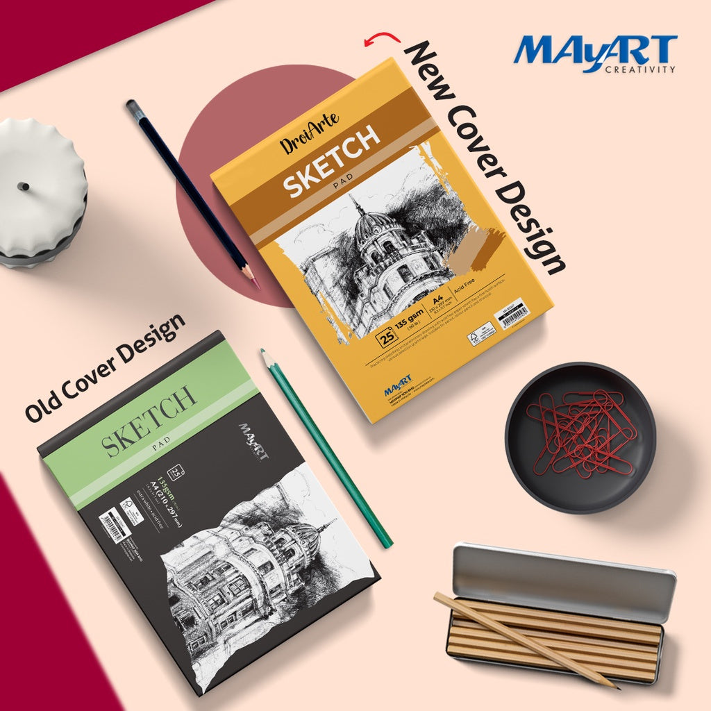 Bloco de Papel Sketch para Desenho Artístico A4 135g/m² com 25 Folhas - Mayart