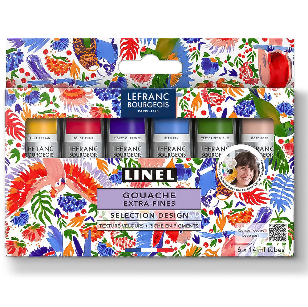 Estojo Tinta Gouache Linel Extra-Fine Design 6 Cores 14ml - Lefranc Bourgeois